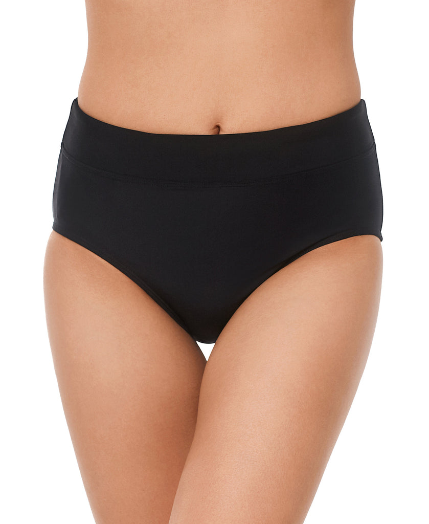 Reebok Women Solid Zip Pocket Bikini Bottoms Black