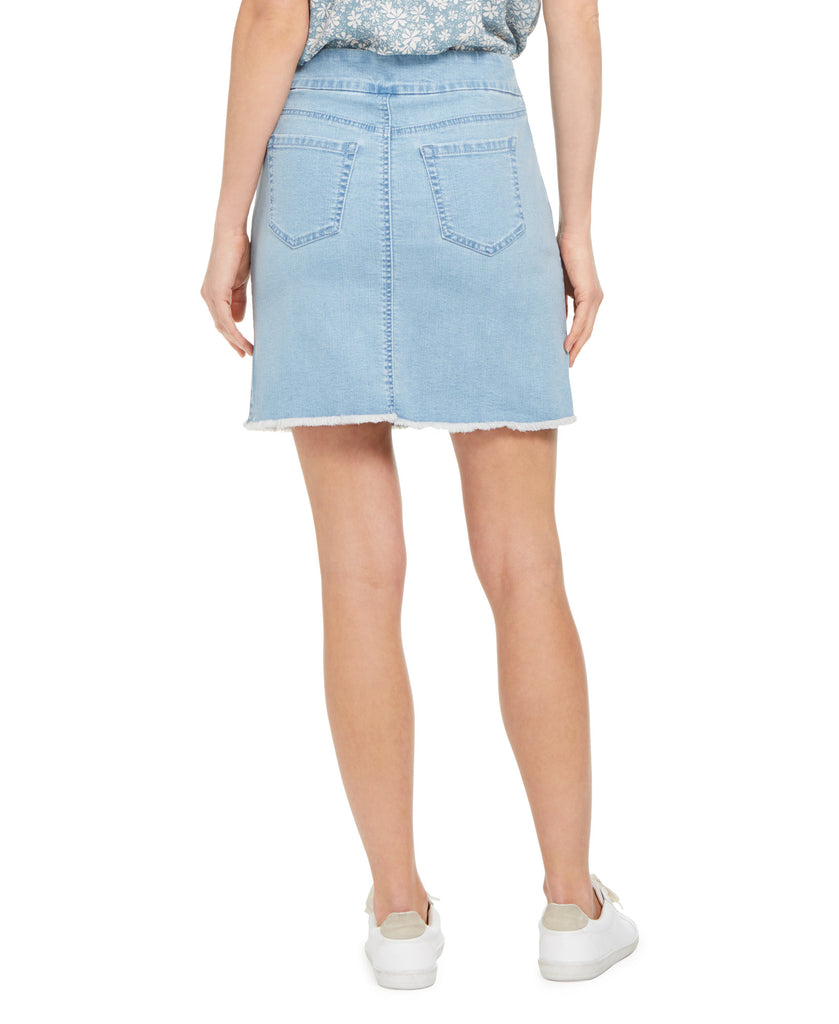 Style & Co Women Frayed Pull On Denim Skort