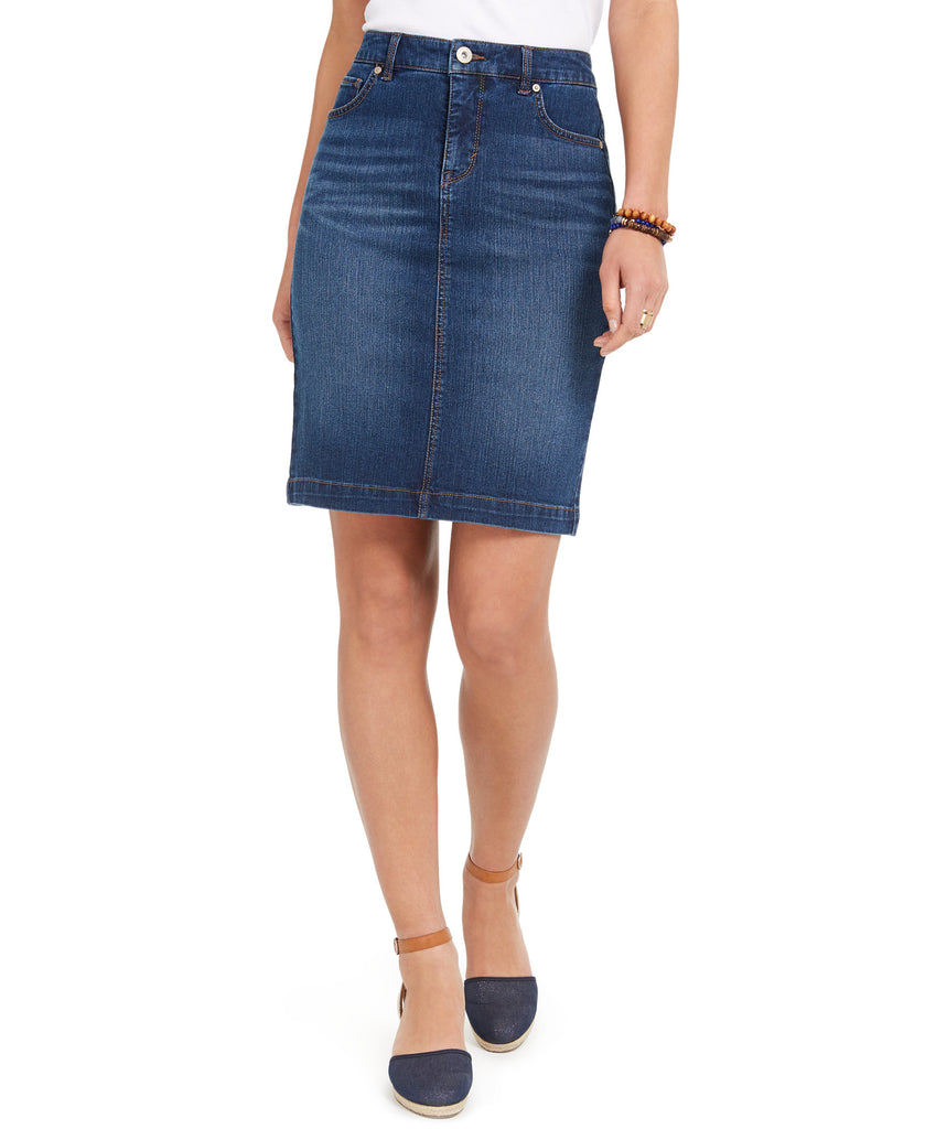 Style & Co Women Cotton Denim Skirt Blue Lapis