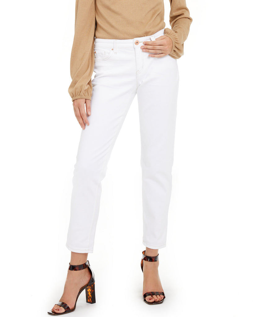 INC International Concepts Women Mid Rise Boyfriend Jean Bright White