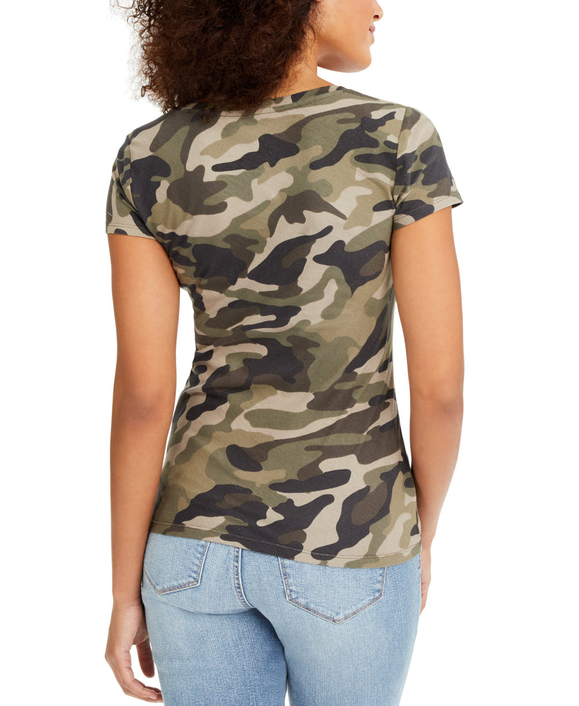 INC International Concepts Women Printed V Neck T Shirt