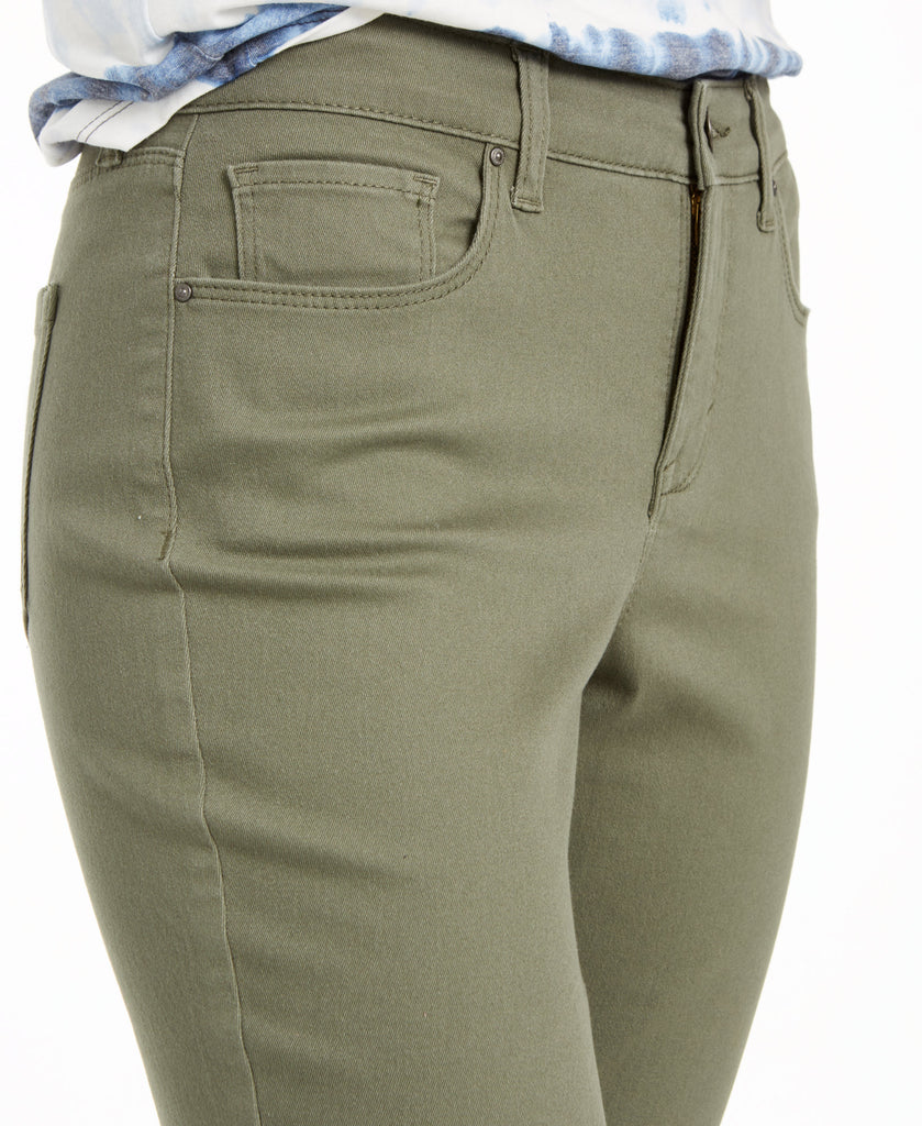 Olive green pants on a white background