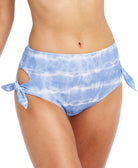 SUNDAZED Women Tie Dye Side Tie High Waist Bikini Bottoms Blue Moon