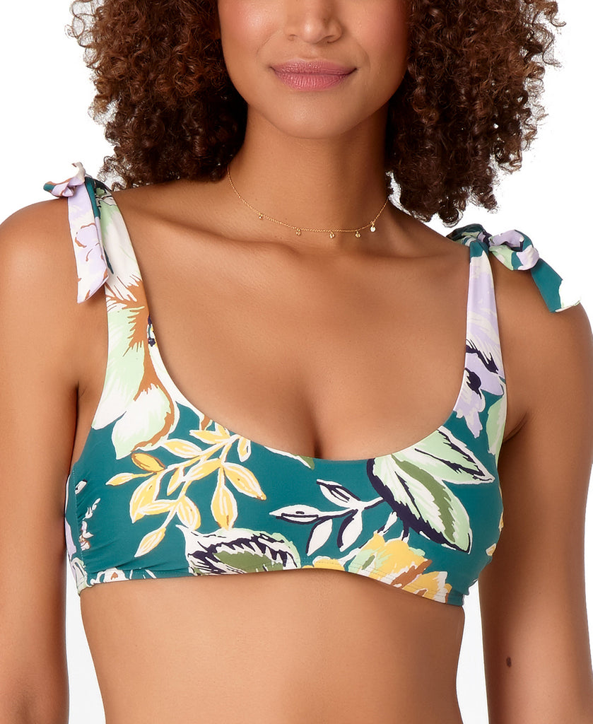 Anne Cole Women STUDIO Printed Scoop Neck Shoulder Tie Bikini Top Tropical Bliss