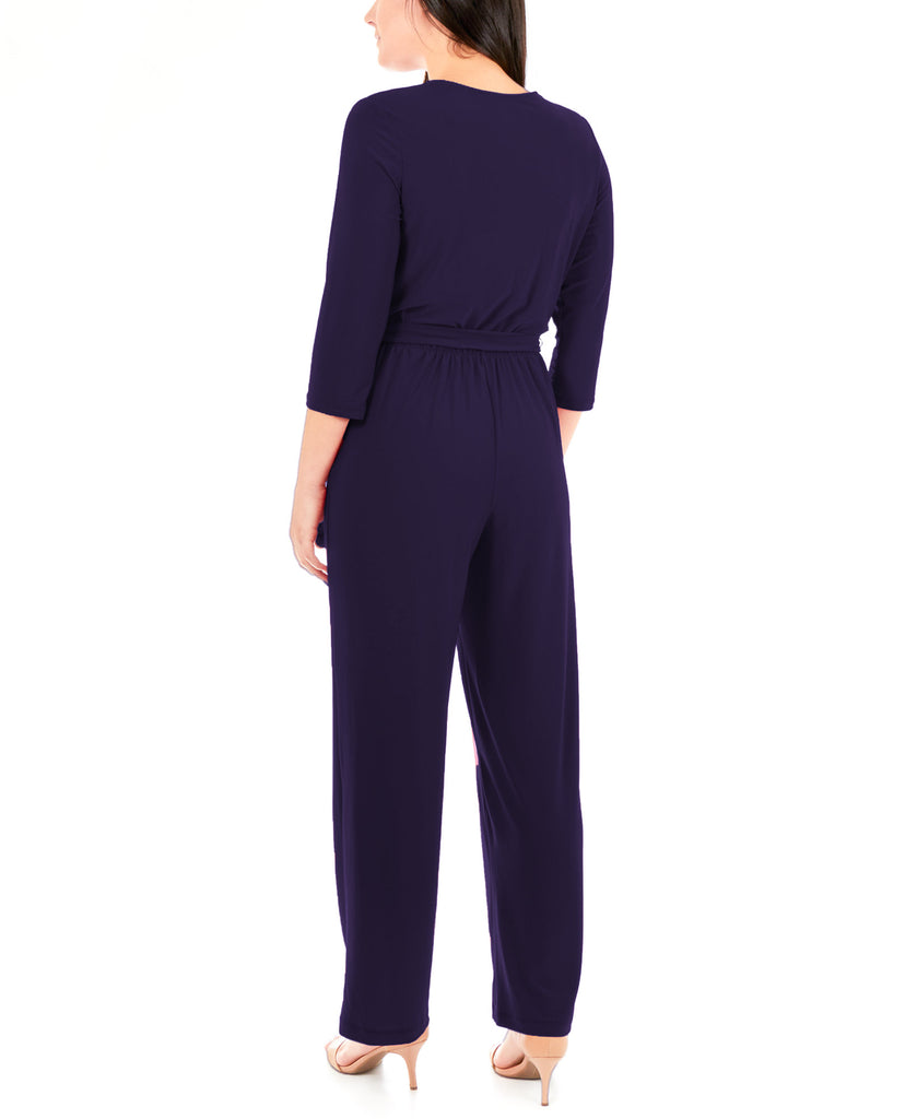 NY Collection Womens Petite Size Belted Jumpsuit