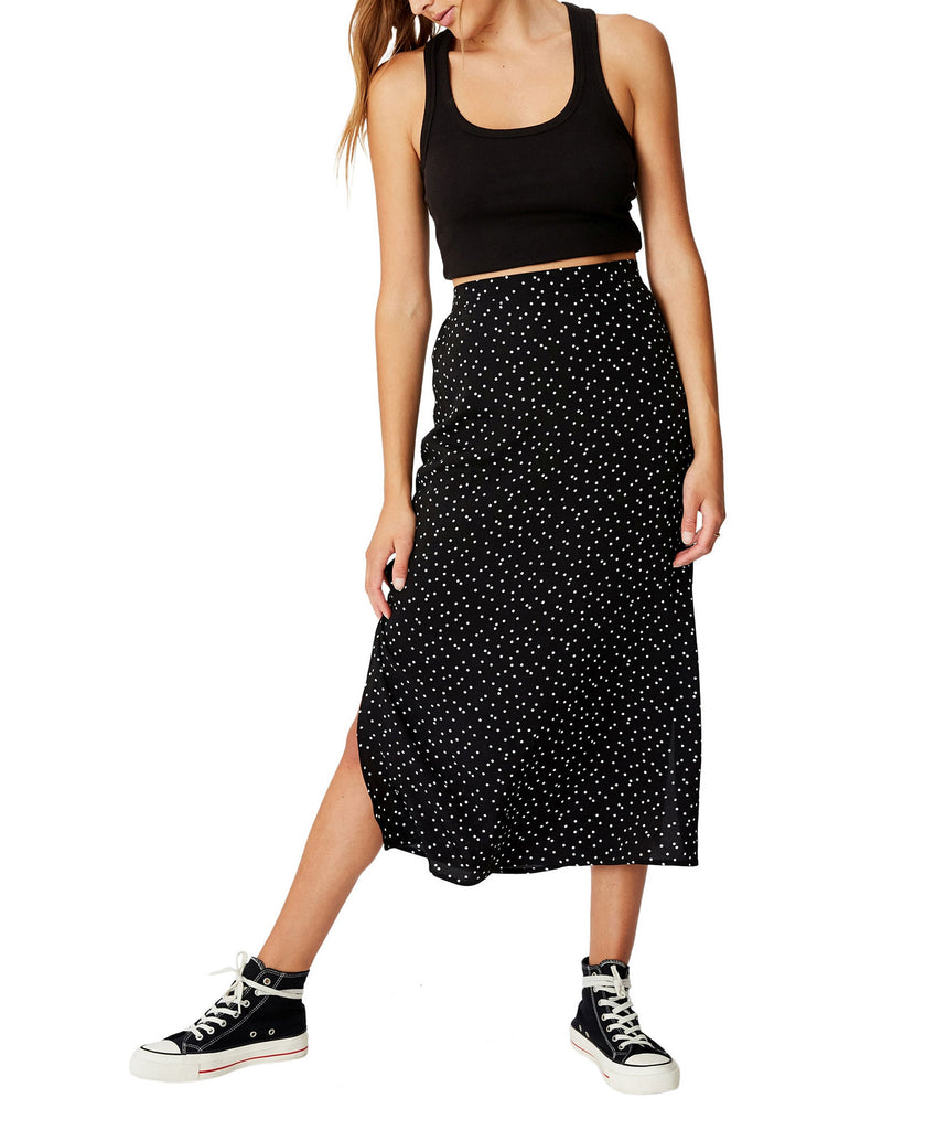 COTTON ON Women 90s Slip Skirt Daisy Spot Black