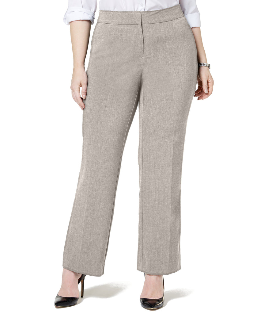 JM Collection Women Plus Curvy Fit Straight Leg Pants Stonewall