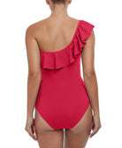 Profile by Gottex Women Tutti Frutti Ruffled One Shoulder Tummy Control One Piece Swimsuit