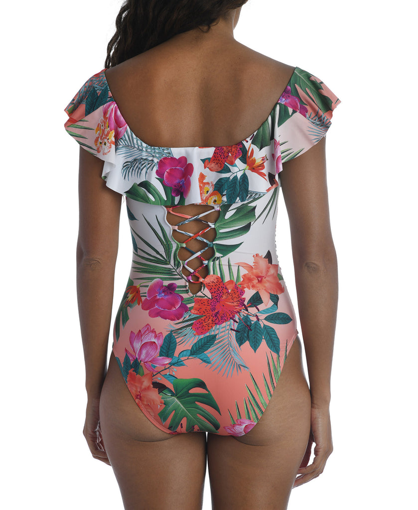 La Blanca Women Printed Off The Shoulder One Piece Swimsuit