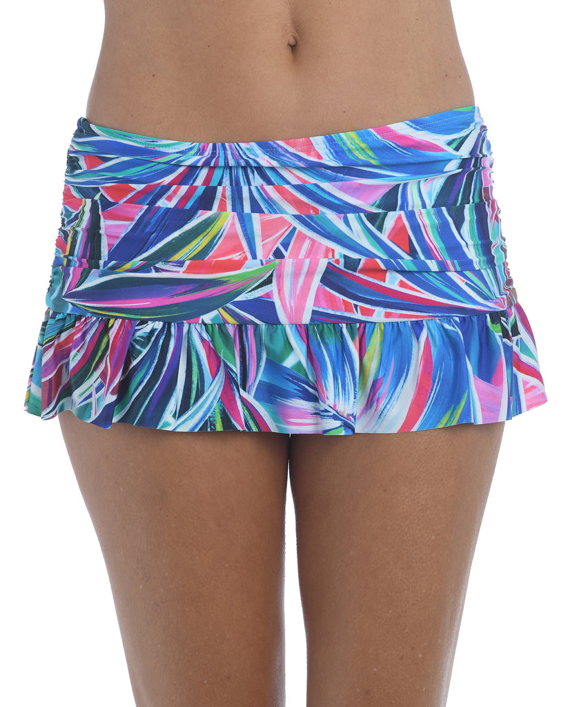 La Blanca Women Printed Hipster Swim Skirt Blue Multi