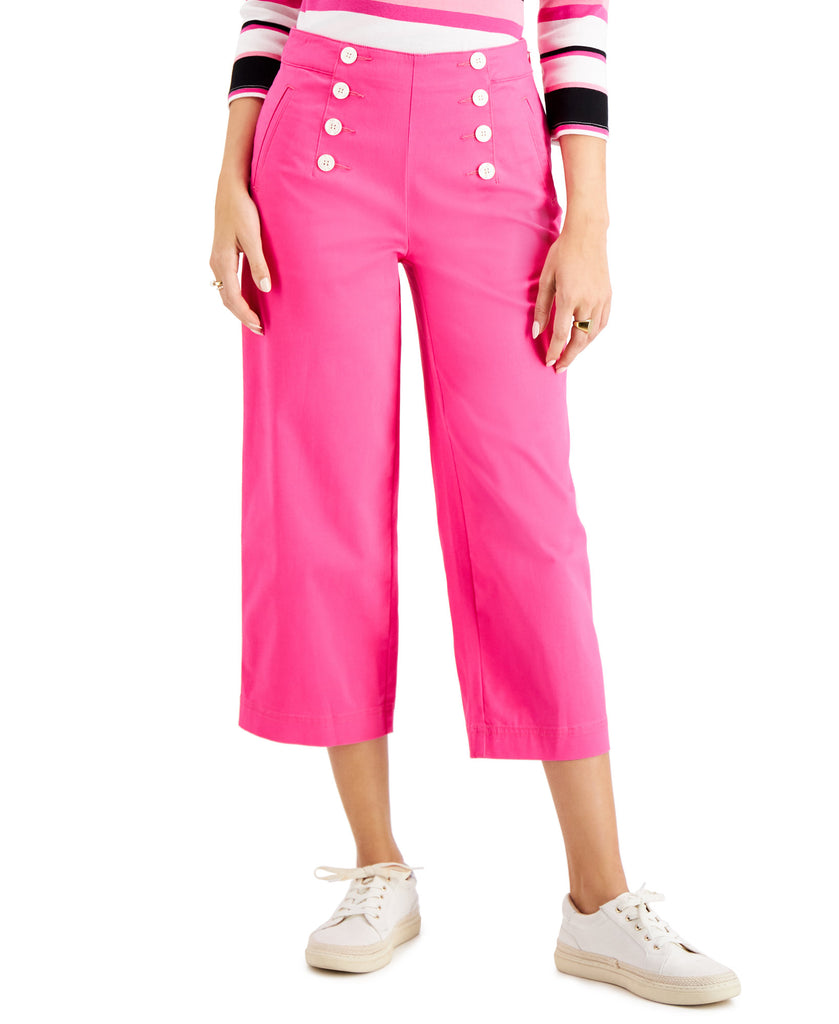 Charter Club Women Cropped Wide Leg Twill Pant Pink Lightening