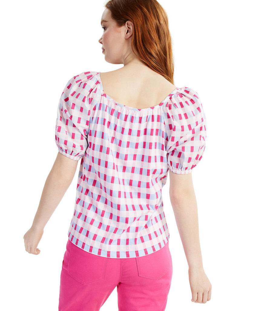 Charter Club Women Gingham Elbow Sleeve Top