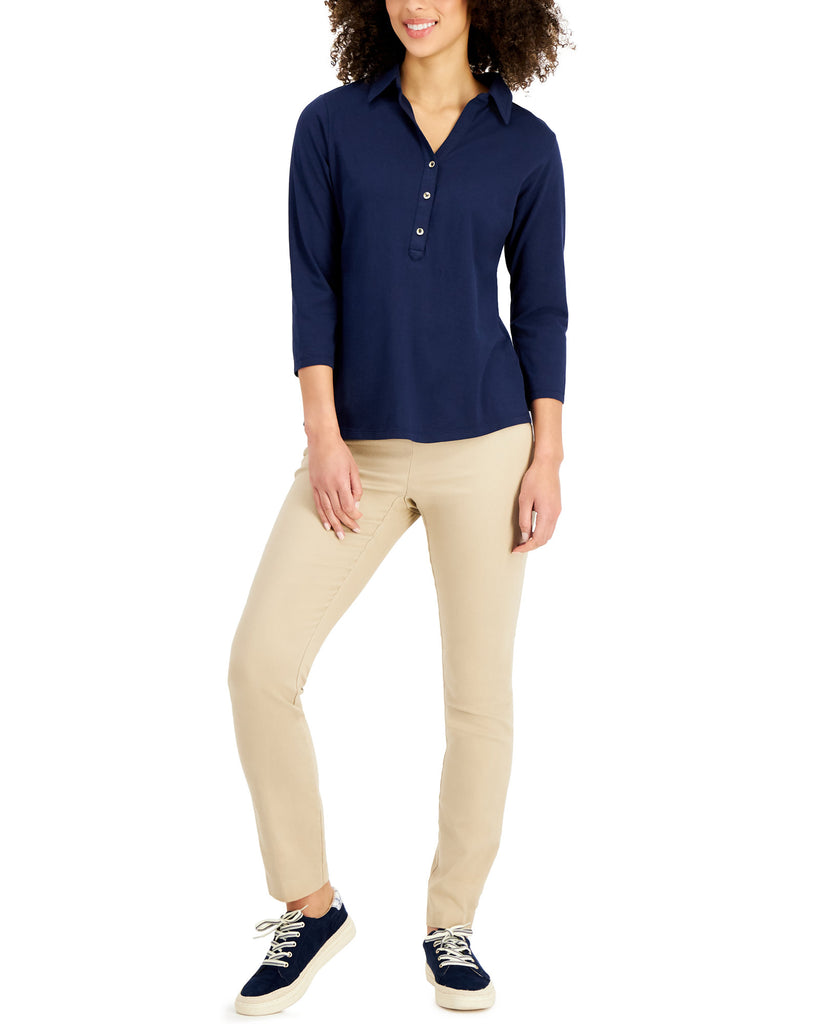 Charter Club Women Petite Cotton Polo Top