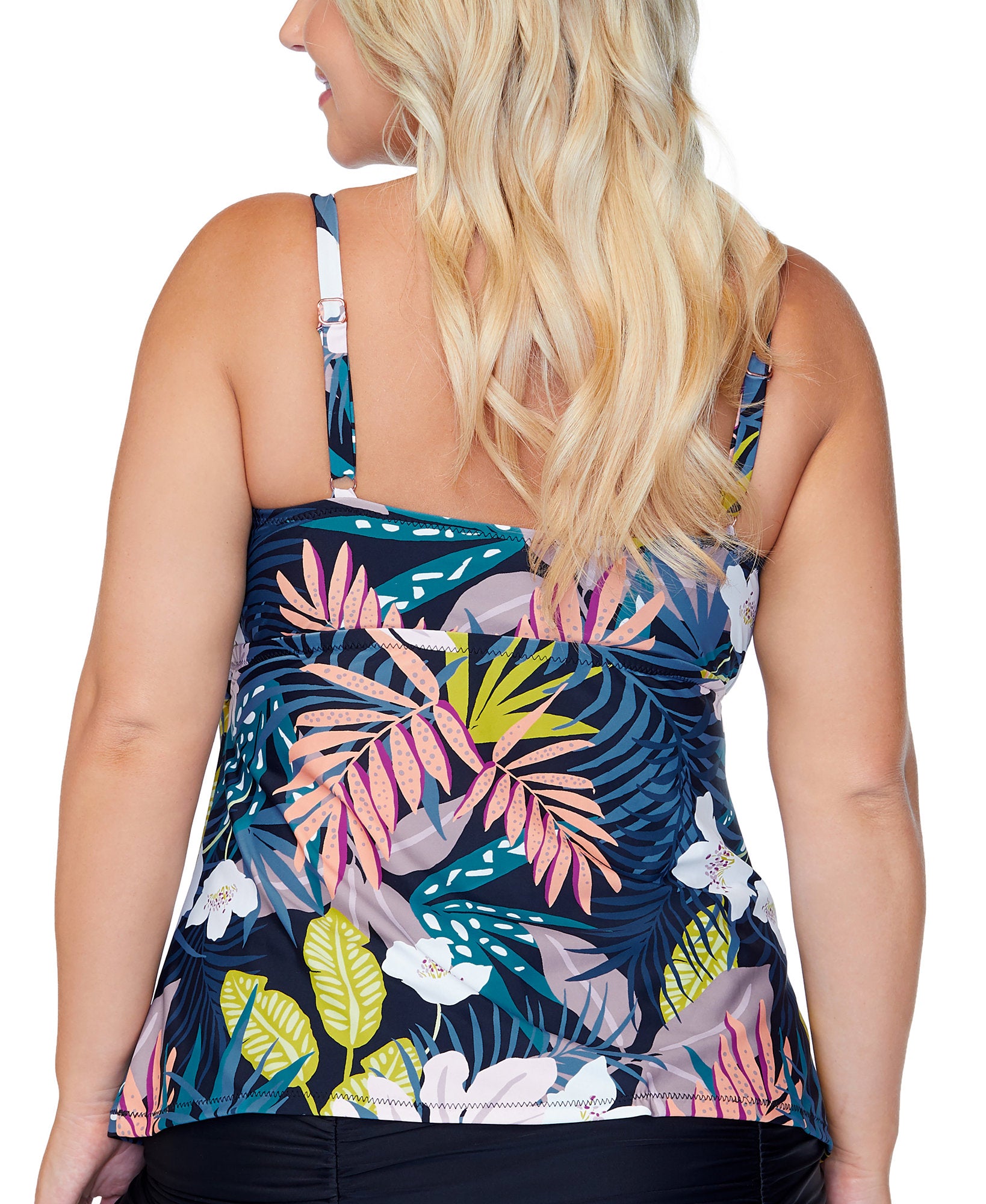 Raisins Curve Women Plus Trendy Aries Whitehaven Bloom Printed Tankini Top
