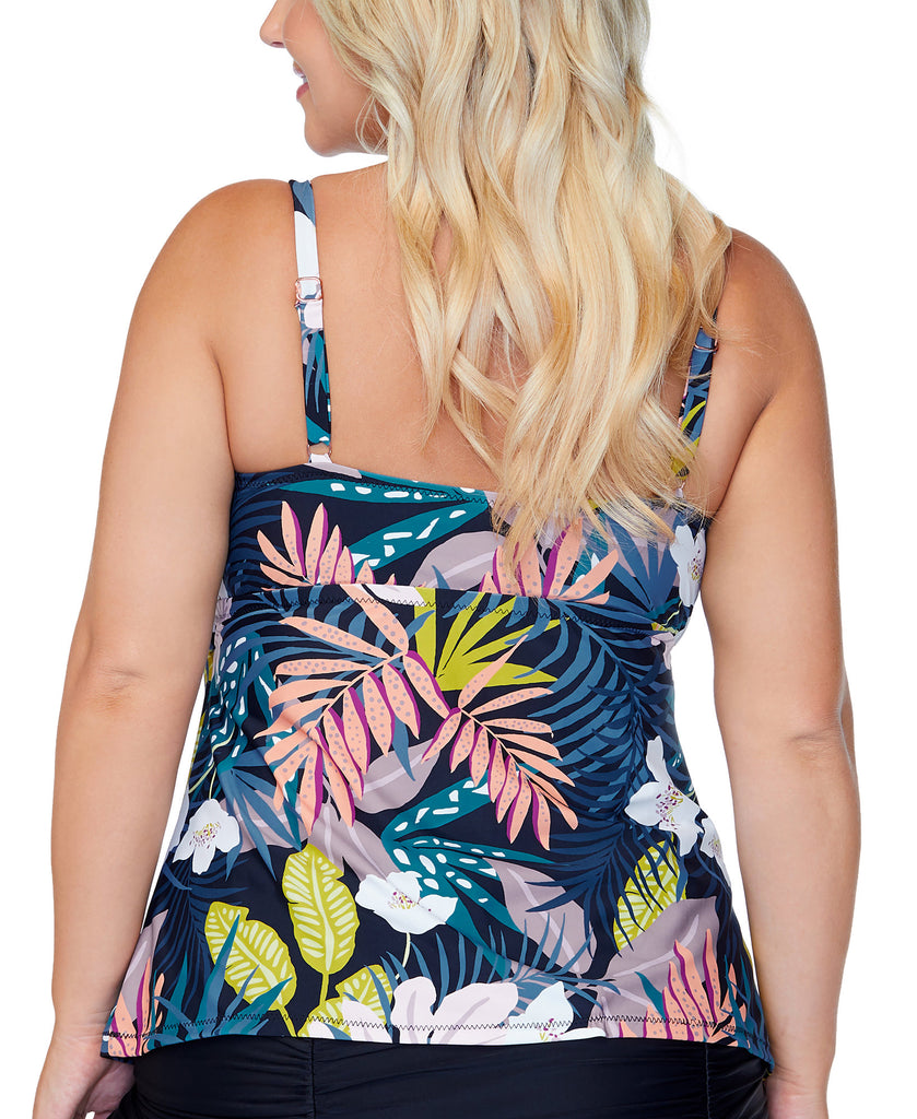 Raisins Curve Women Plus Trendy Aries Whitehaven Bloom Printed Tankini Top