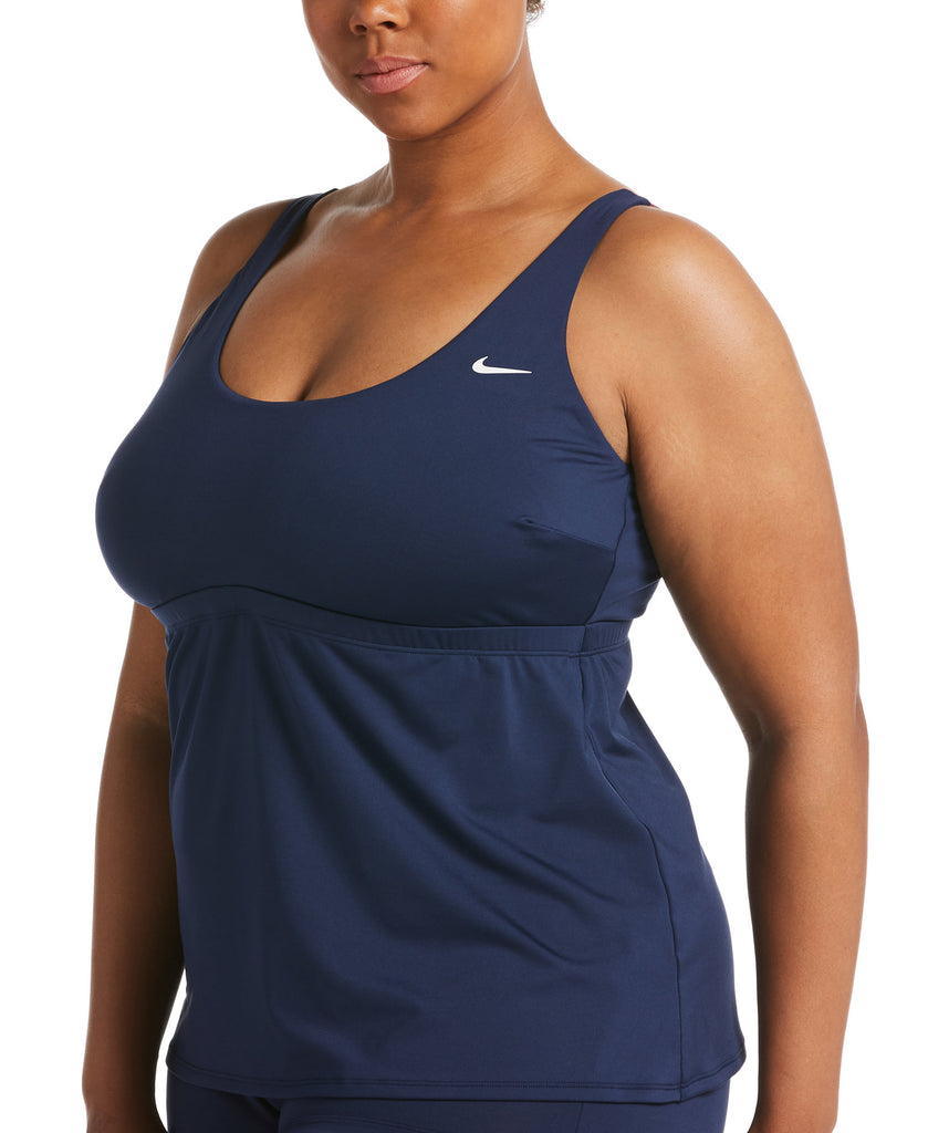 Nike Women Plus Solid Essential Scoop Neck Tankini Top