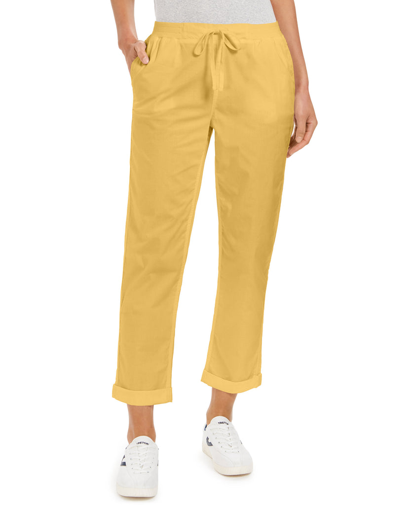 Style & Co Womens Petite Twill Tape Tie Utility Pants Wild Honey