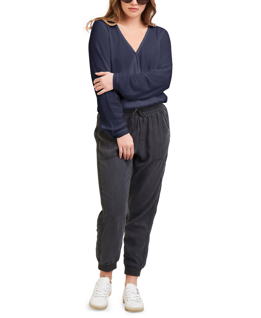 Black Tape Women Faux Wrap Top Indigo