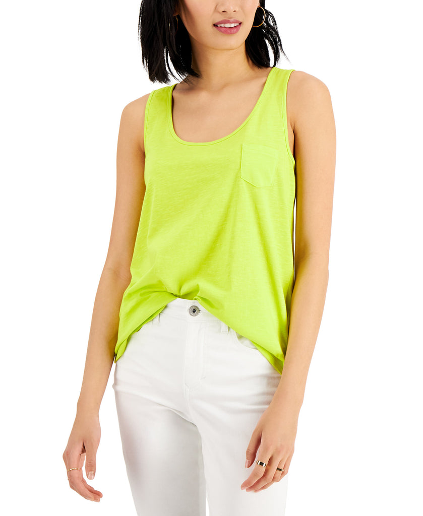 Style & Co Women Cotton Racerback Tank Fun Yellow