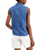 Charter Club Women Cotton Tie Hem Sleeveless Shirt
