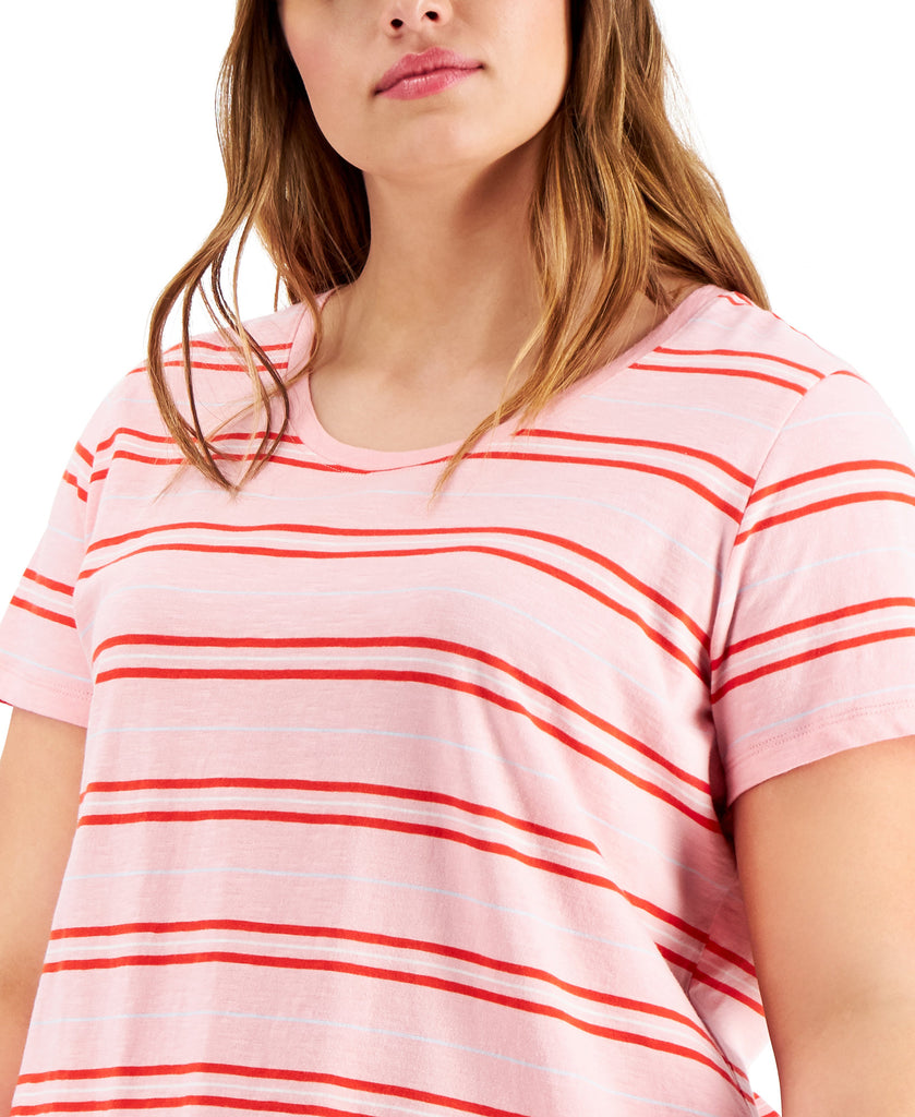 Style & Co Women Plus Cotton Striped T Shirt