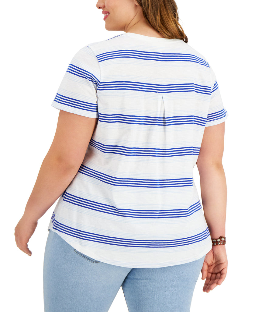 Style & Co Women Plus Cotton Striped T Shirt