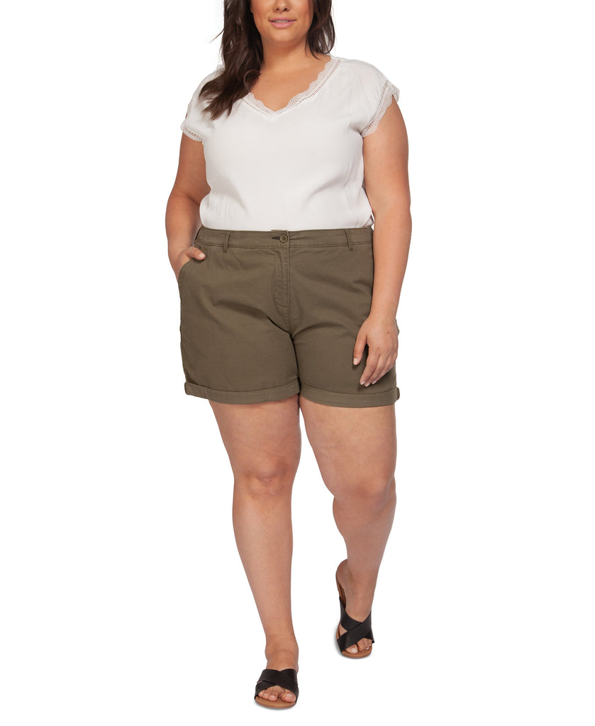 Black Tape Women Plus Black Tape Solid Basic Shorts Khaki Wash