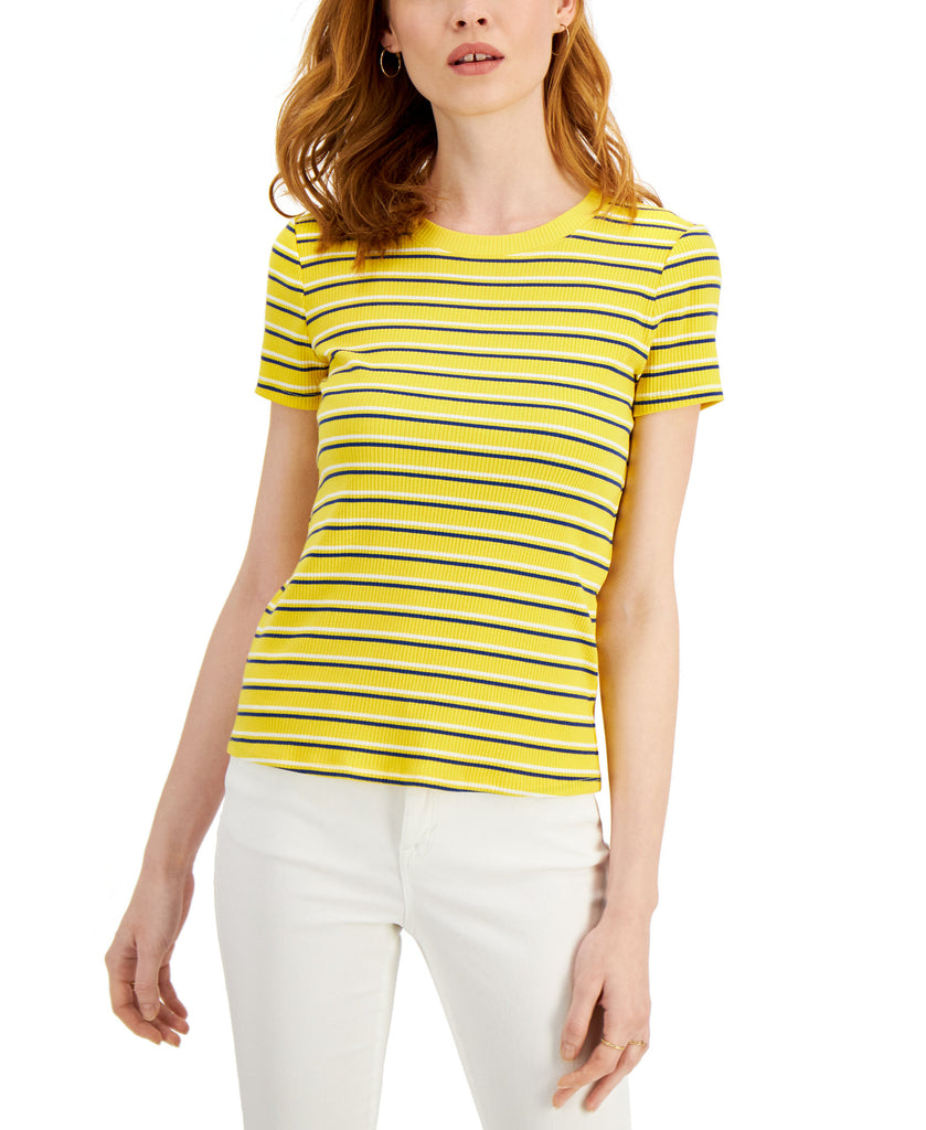 Style & Co Women Petite Striped T Shirt Daisy Daze