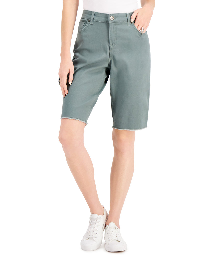 Style & Co Women Raw Edge Bermuda Shorts New Pale Sage