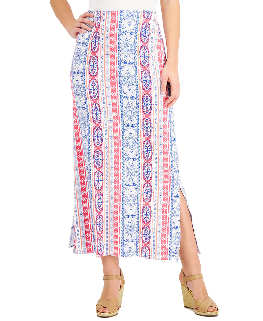 JM Collection Women Printed Knit Maxi Skirt Berry Sorbet Combo