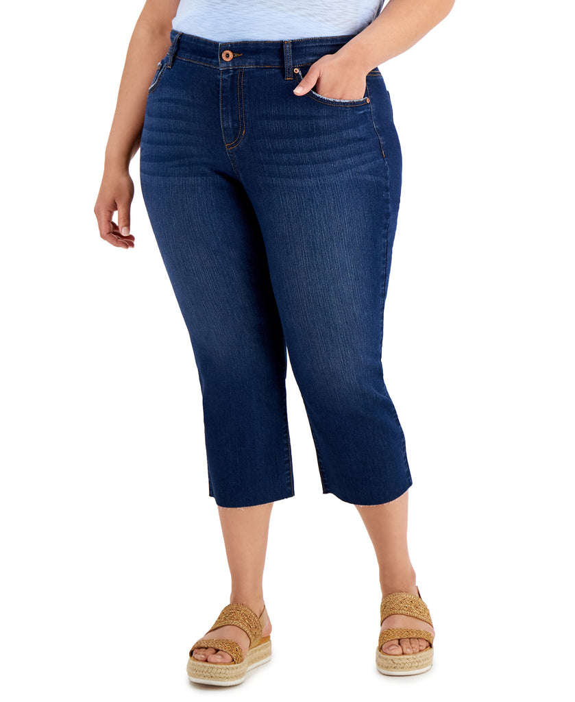 Style & Co Women Plus Curvy Fit Capri Jeans Auburn Wash