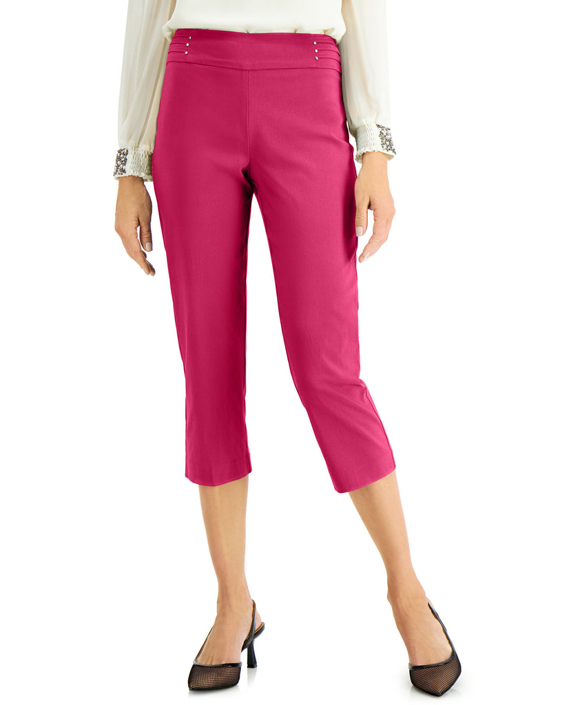 JM Collection Women Embellished Pull On Capri Pants Berry Sorbet