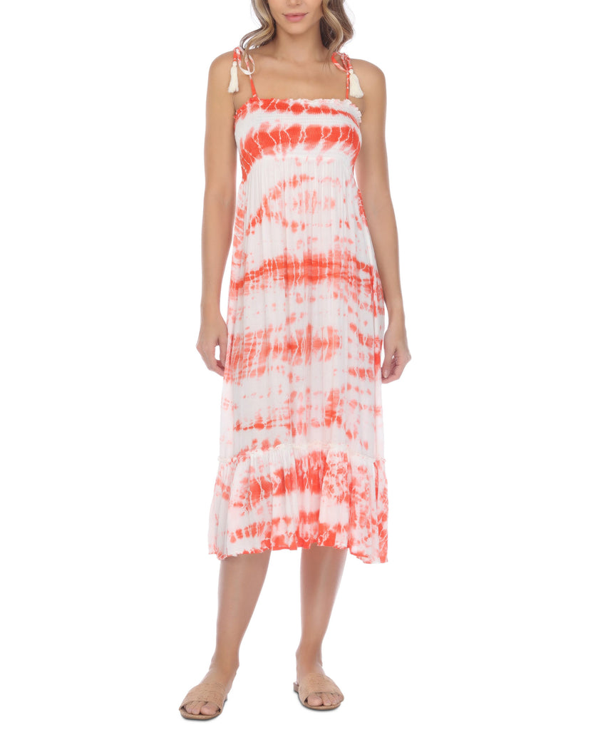 Raviya Women Tie Dye Cover Up Midi Dress Coral