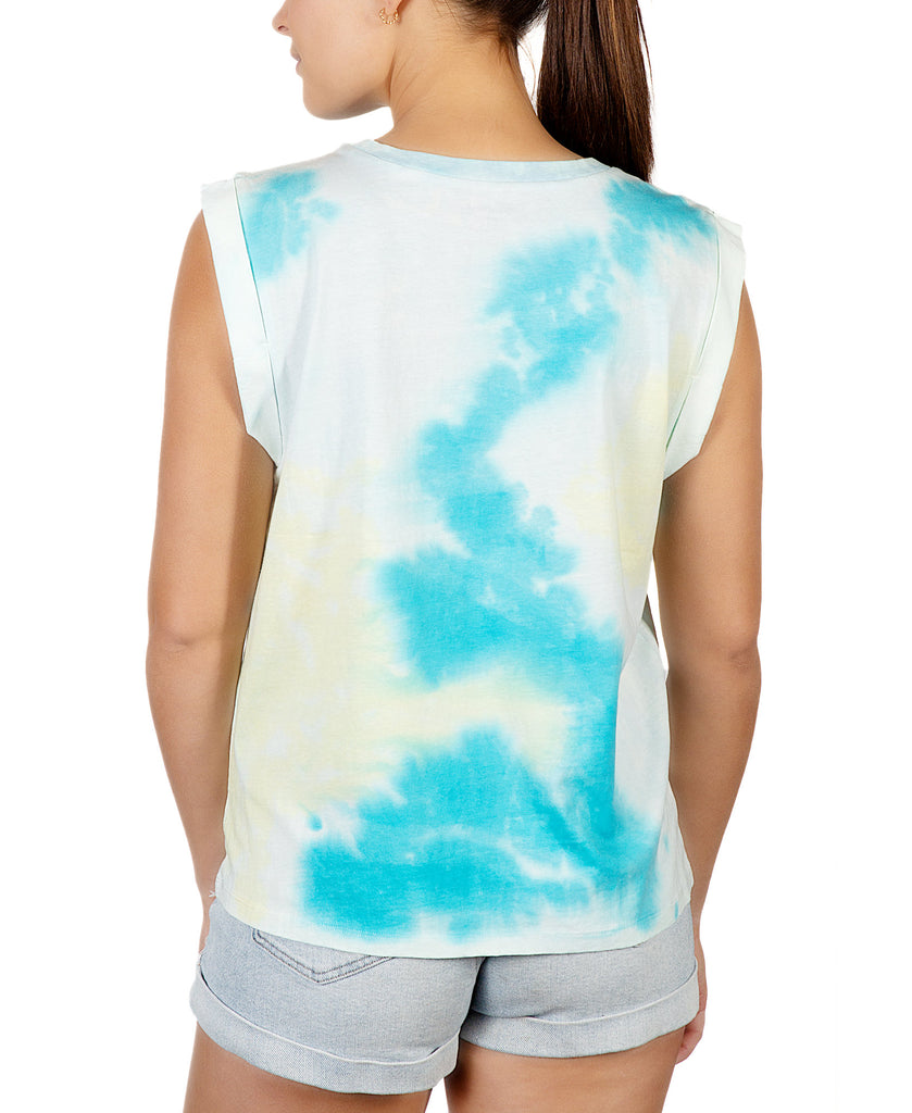 Rebellious One Women Rolled Sleeve Graphic Tie Dyed T Shirt