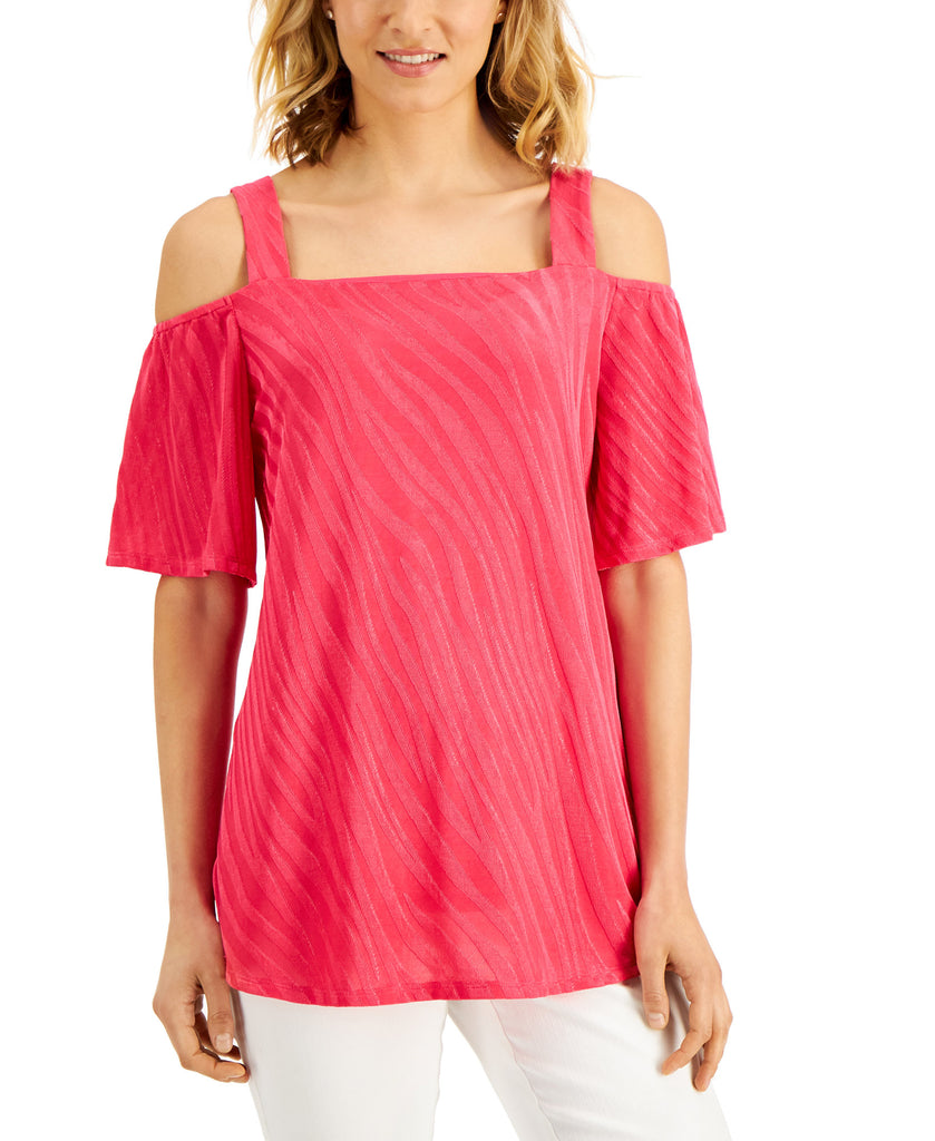 JM Collection Women Cold Shoulder Top Berry Sorbet