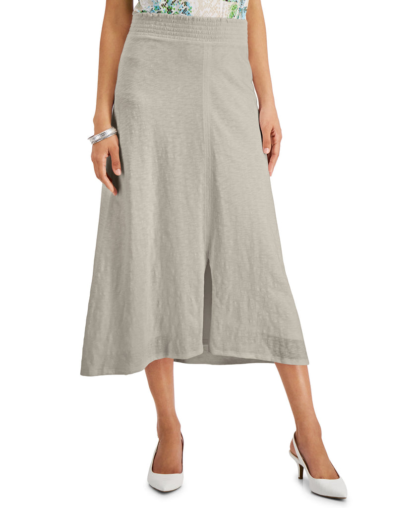 JM Collection Women Solid Maxi Skirt Stone