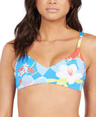 Roxy Women Printed She Just Shines Triangle Bikini Top French Blue