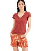 INC International Concepts Women V Neck T Shirt Henna