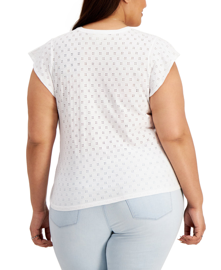 Style & Co Women Plus Cotton Eyelet Top