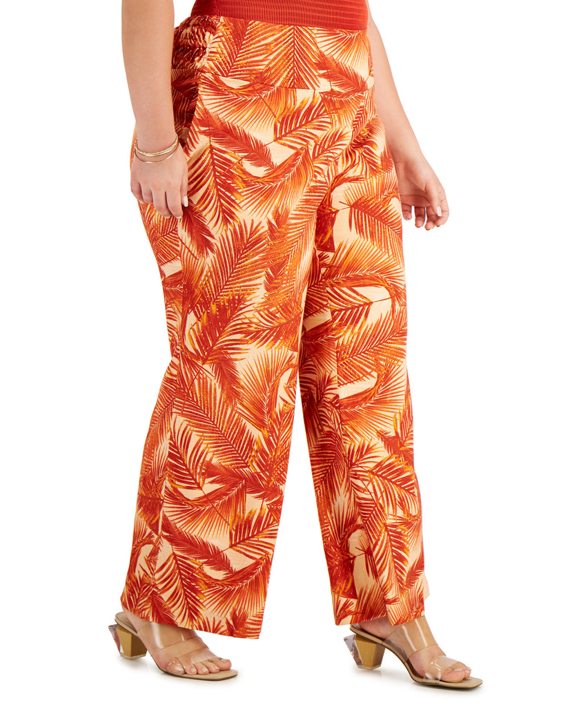 INC International Concepts Women Plus Printed Wide Leg Pants Summer Palm