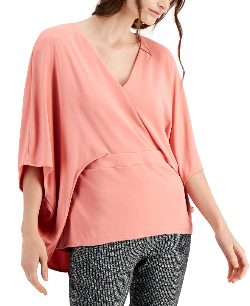 Alfani Women V Neck Dolman Sleeve Top Sunrise Coral