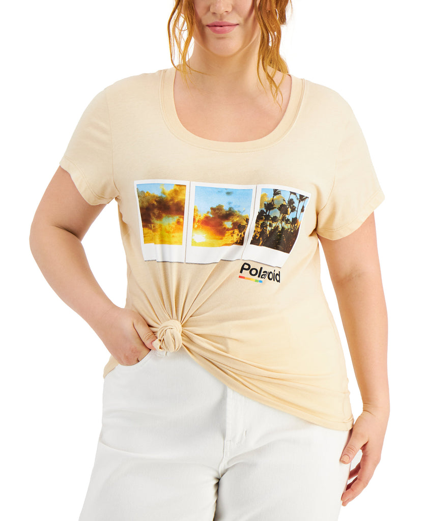 Mighty Fine Women Plus Trendy Graphic Print T Shirt Tan