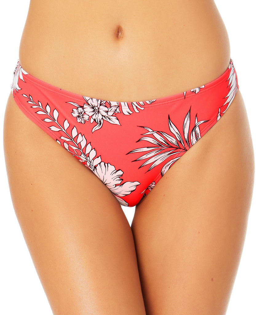 California Waves Women Floral Print Hipster Bottoms Coral Print