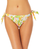 California Waves Women Smocked Side Tie Bikini Bottoms Yellow Print