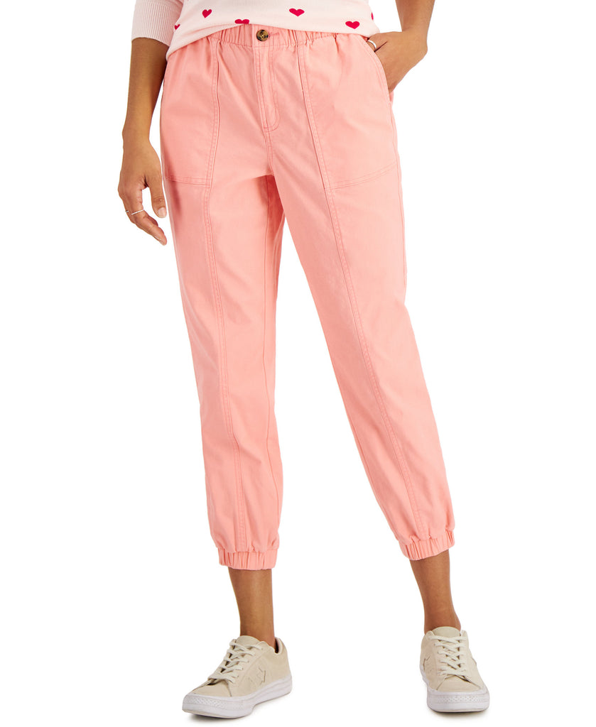 Style & Co Women Cropped Cotton Utility Pants Antique Peach