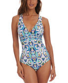 La Blanca Women Riviera Renewal Cross Back Tummy Control One Piece Swimsuit Multi