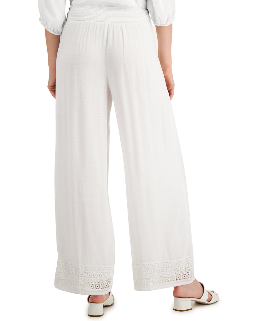 JM Collection Women Crochet Trim Wide Leg Pants