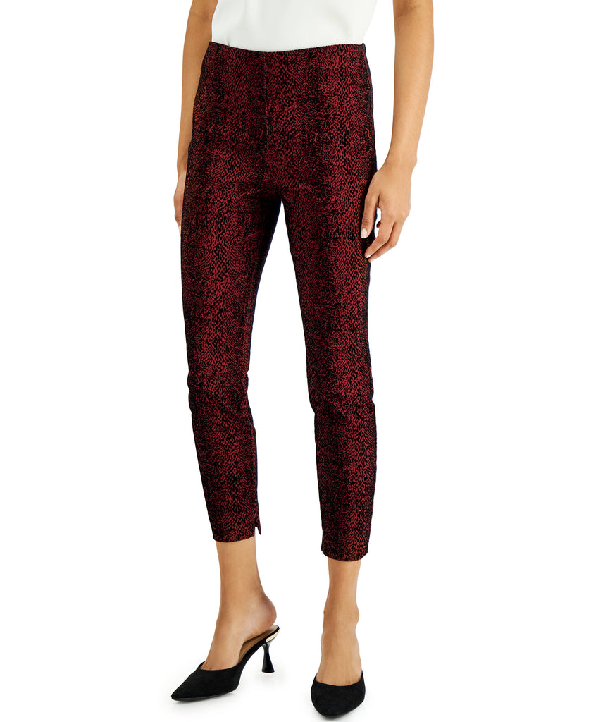 Alfani Womens Petite Petite Jacquard Pants Red Black