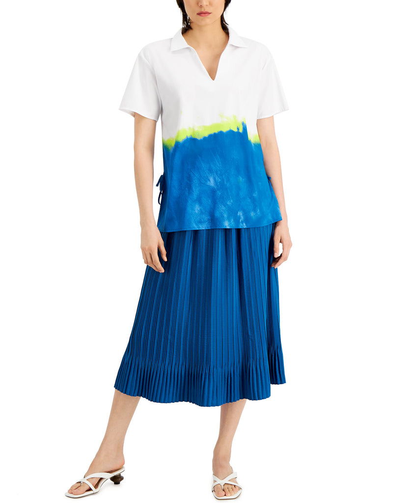 Alfani Women Pleated Midi Skirt Baroque Blue