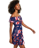 Bar III Women Floral Print Off The Shoulder Ruffled Mini Dress
